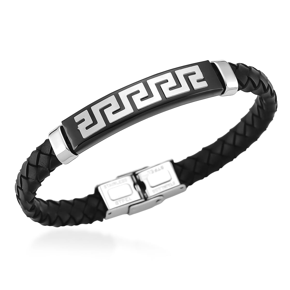 Leather Greek Key Bracelet (Size - 8) 8250153 2