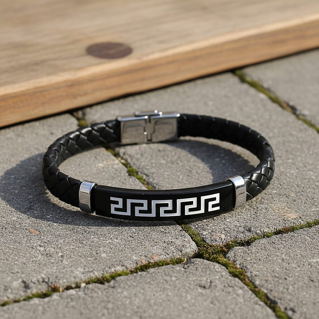 Leather Greek Key Bracelet (Size - 8) 8250153 4
