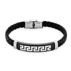 Leather Greek Key Bracelet (Size - 8)