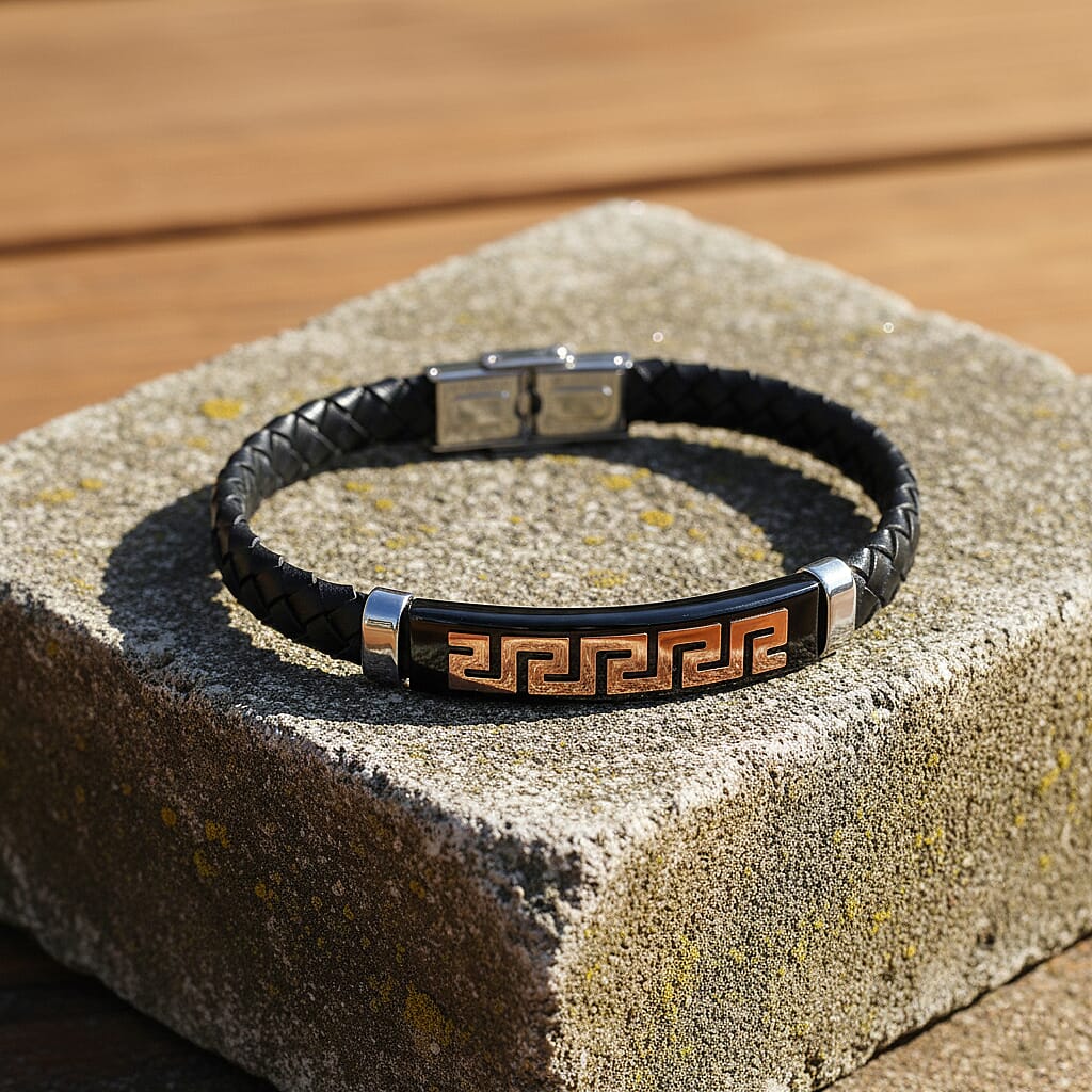 Leather Bracelet (Size - 8) in Tri Colour Tone 8250158 8