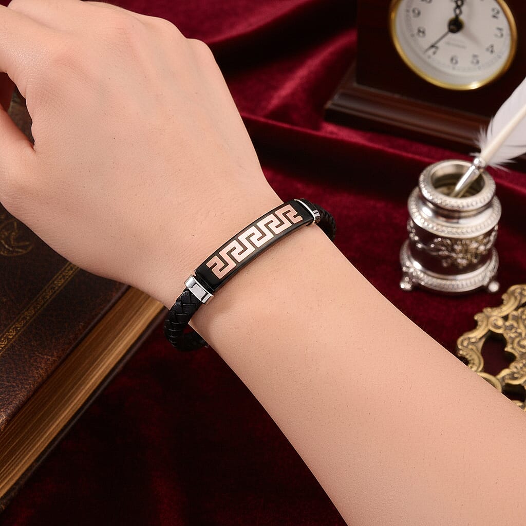 Leather Bracelet (Size - 8) in Tri Colour Tone 8250158 9