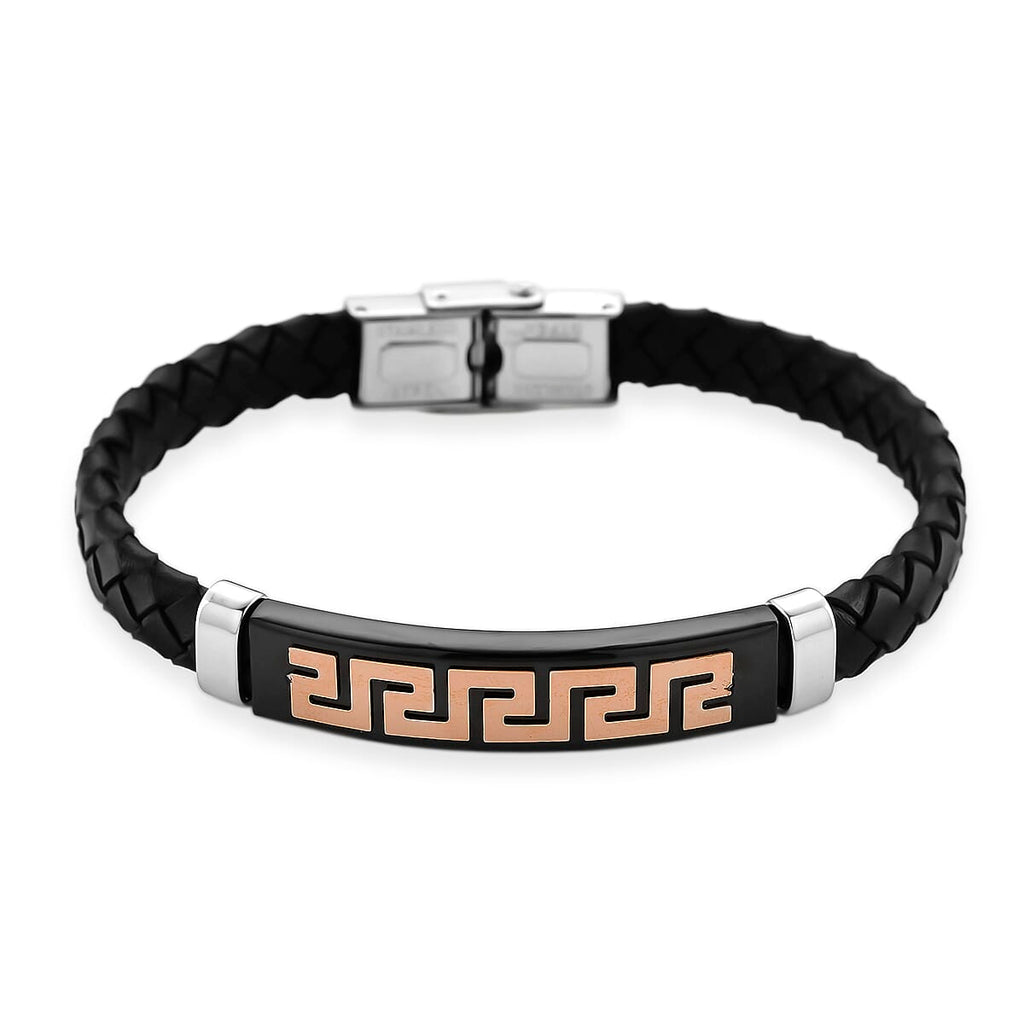 Leather Bracelet (Size - 8) in Tri Colour Tone