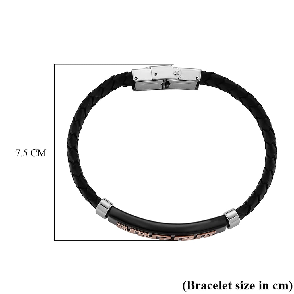 Leather Bracelet (Size - 8) in Tri Colour Tone