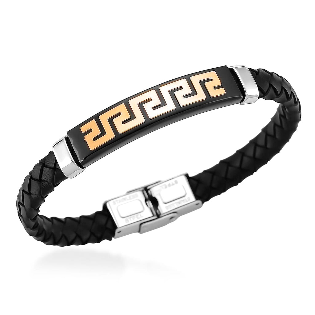 Leather Bracelet (Size - 8) in Tri Colour Tone