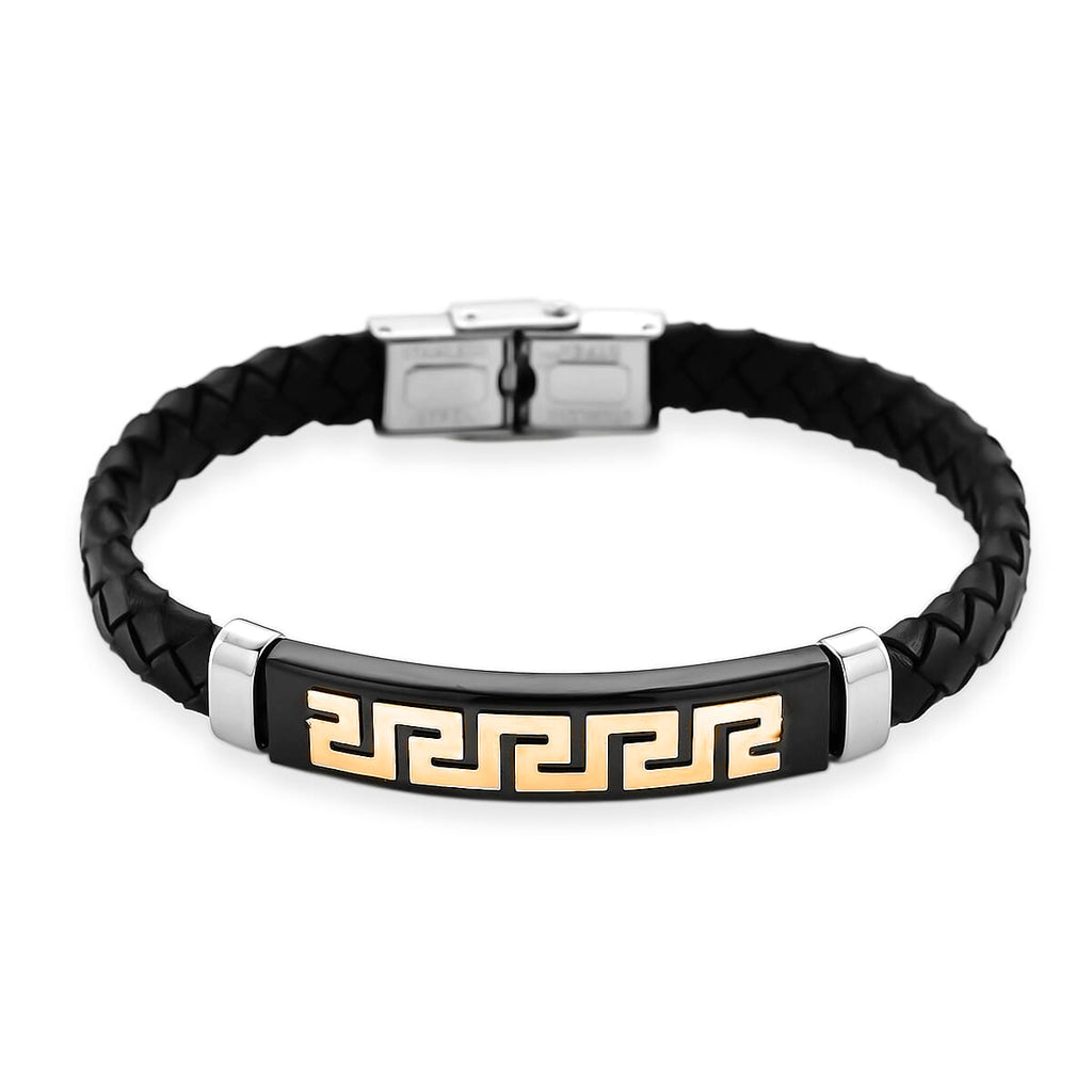 Leather Bracelet (Size - 8) in Tri Colour Tone