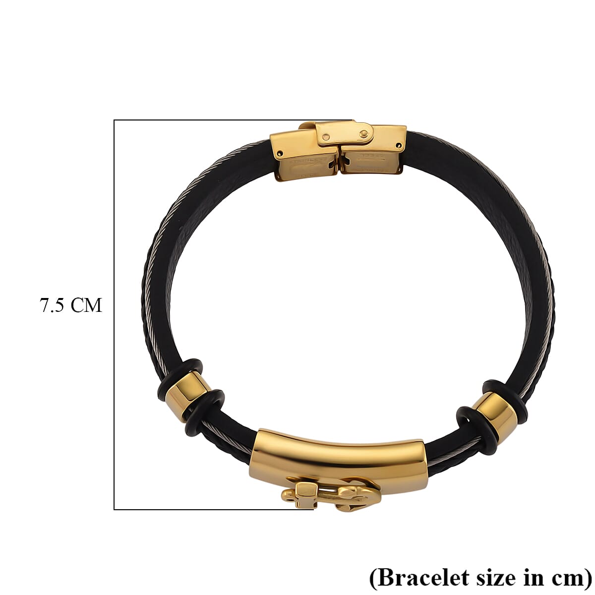 Leather Bracelet (Size - 8) in Yellow Gold Plated 8250150 13