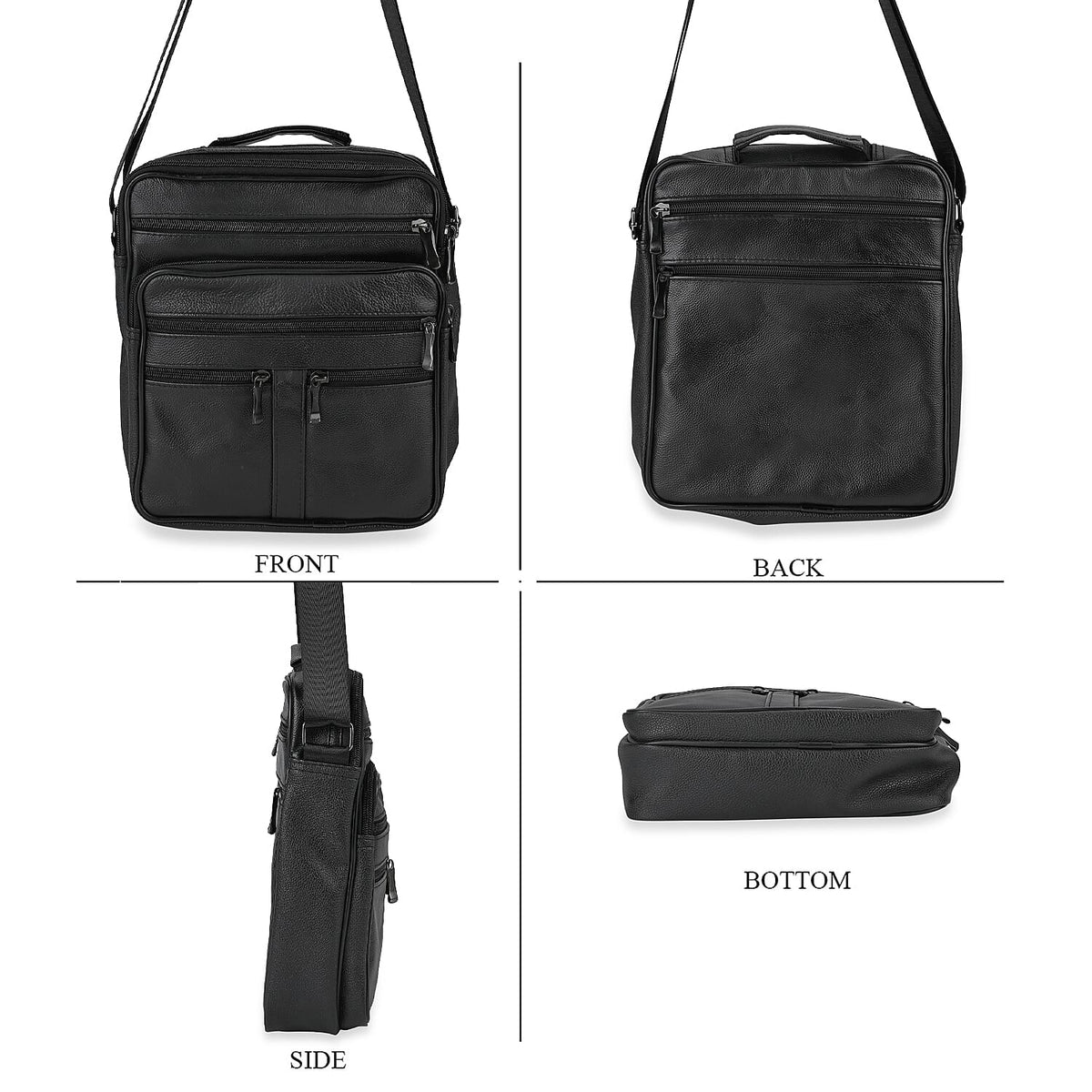 Leather Croc Emobossed Crossbody Bag (Size 23x10x28 cm) - Black &amp; Black 7702860 3