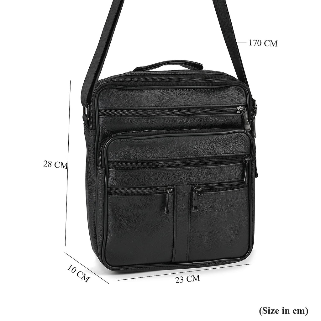 Leather Croc Emobossed Crossbody Bag (Size 23x10x28 cm) - Black & Black
