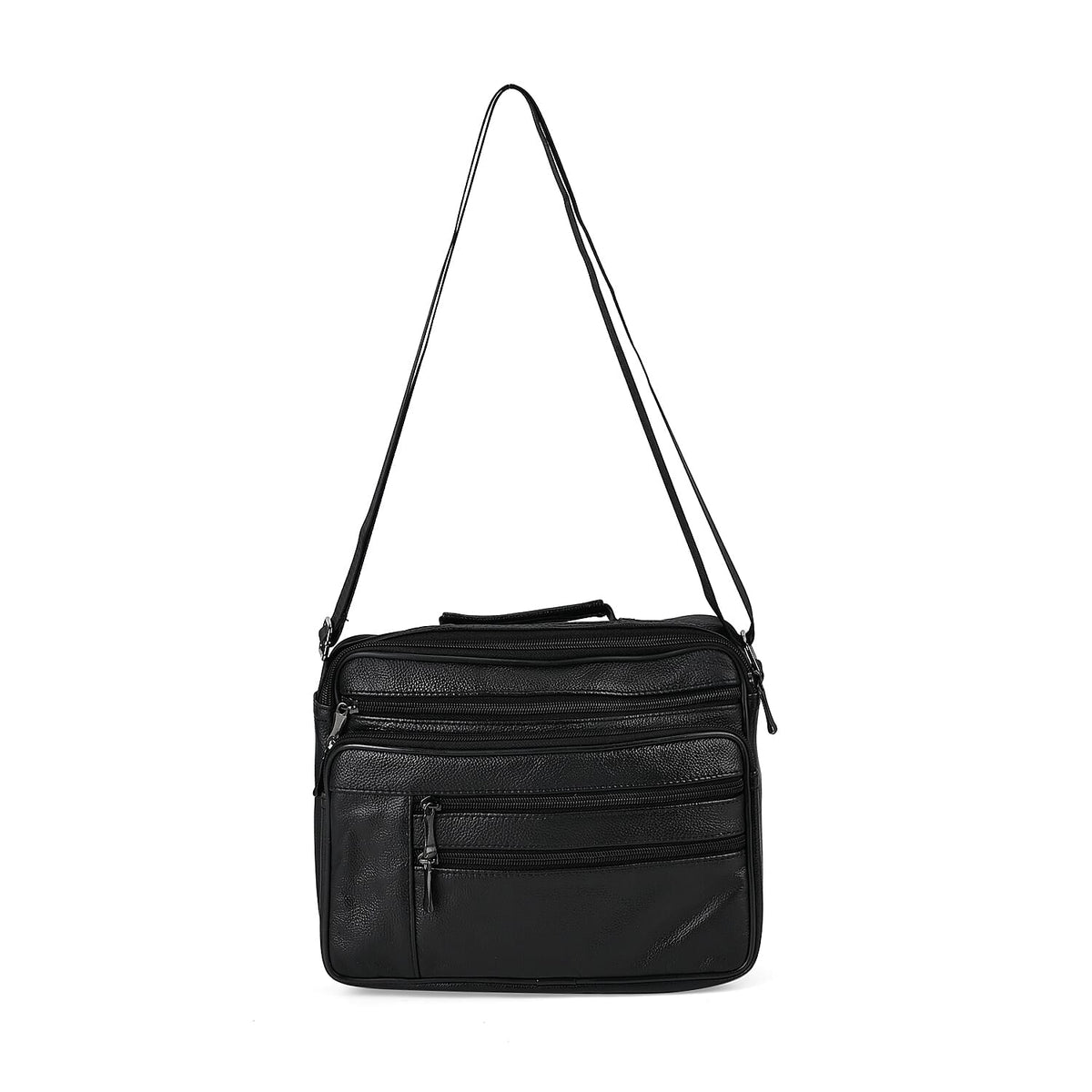 Leather Croc Emobossed Crossbody Bag (Size 23x10x28 cm) - Black &amp; Black 7702873 0