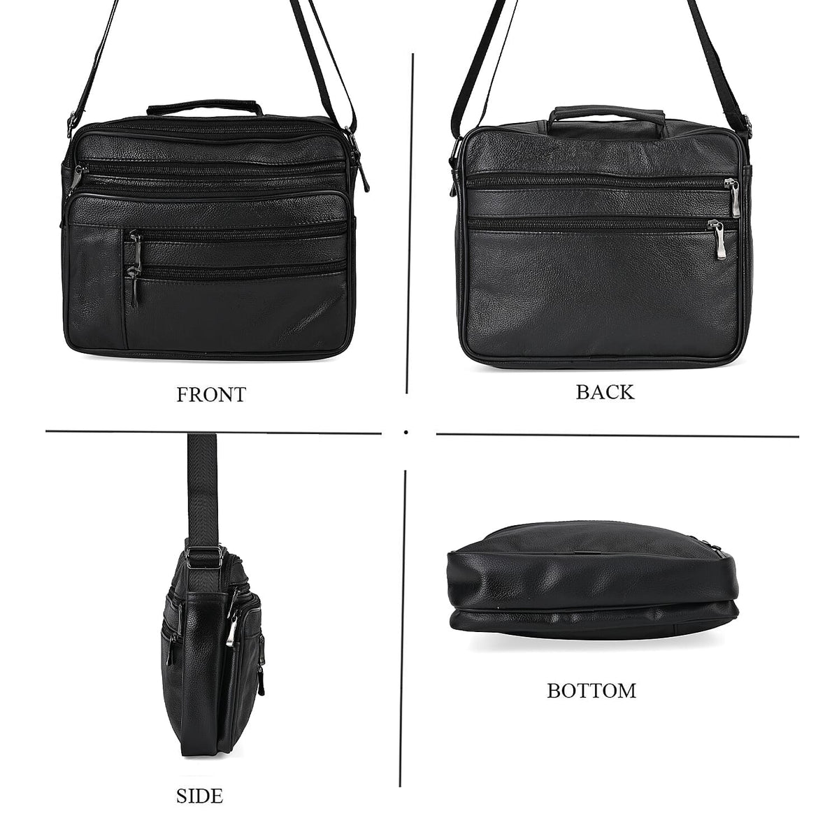 Leather Croc Emobossed Crossbody Bag (Size 23x10x28 cm) - Black &amp; Black 7702873 3