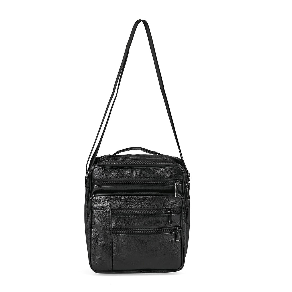 Genuine leather Convertible Flap Crossbody Bag (Size 23x10x28 cm) - Black