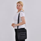 Genuine leather Convertible Flap Crossbody Bag (Size 23x10x28 cm) - Black