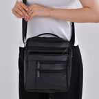 Genuine leather Convertible Flap Crossbody Bag (Size 23x10x28 cm) - Black