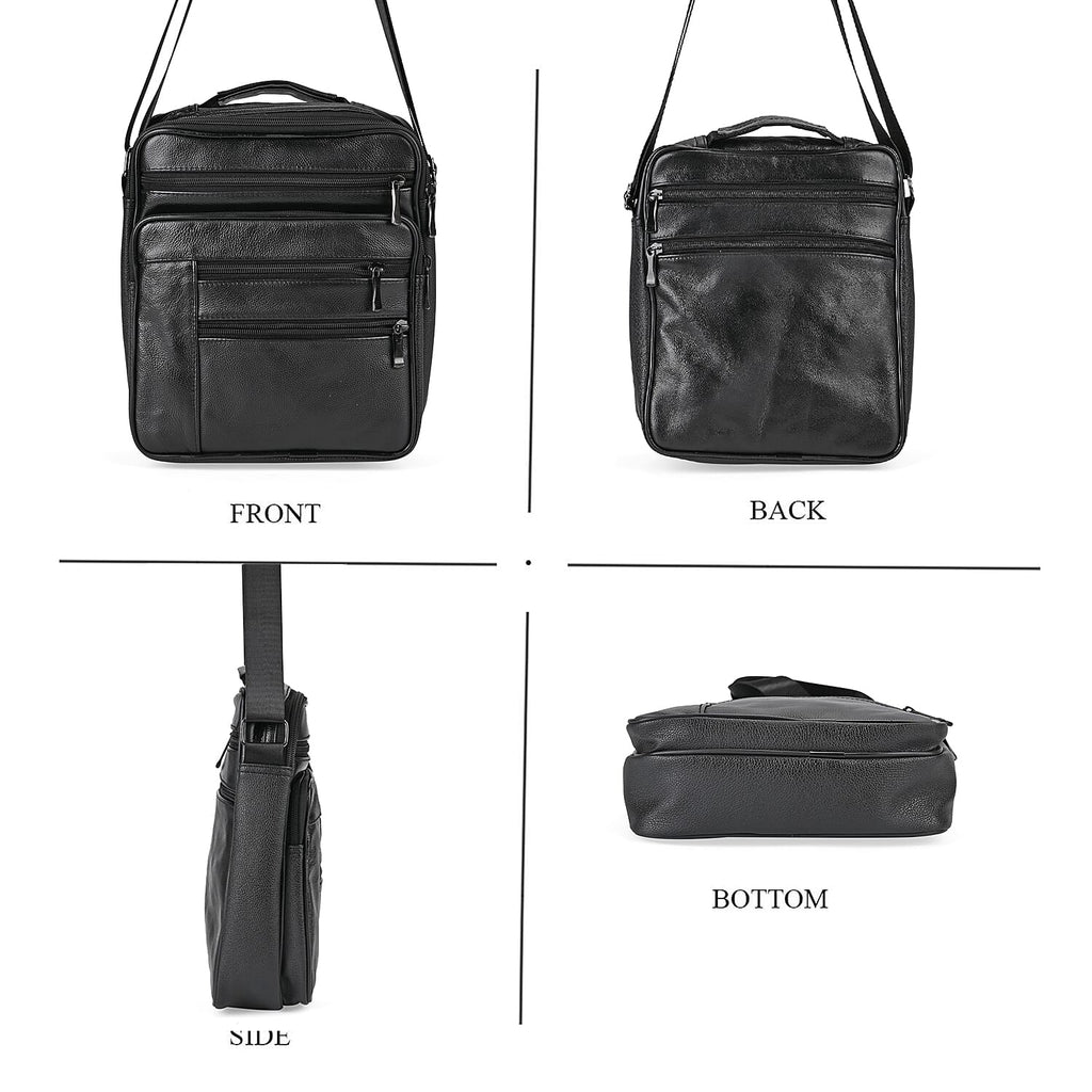 Genuine leather Convertible Flap Crossbody Bag (Size 23x10x28 cm) - Black