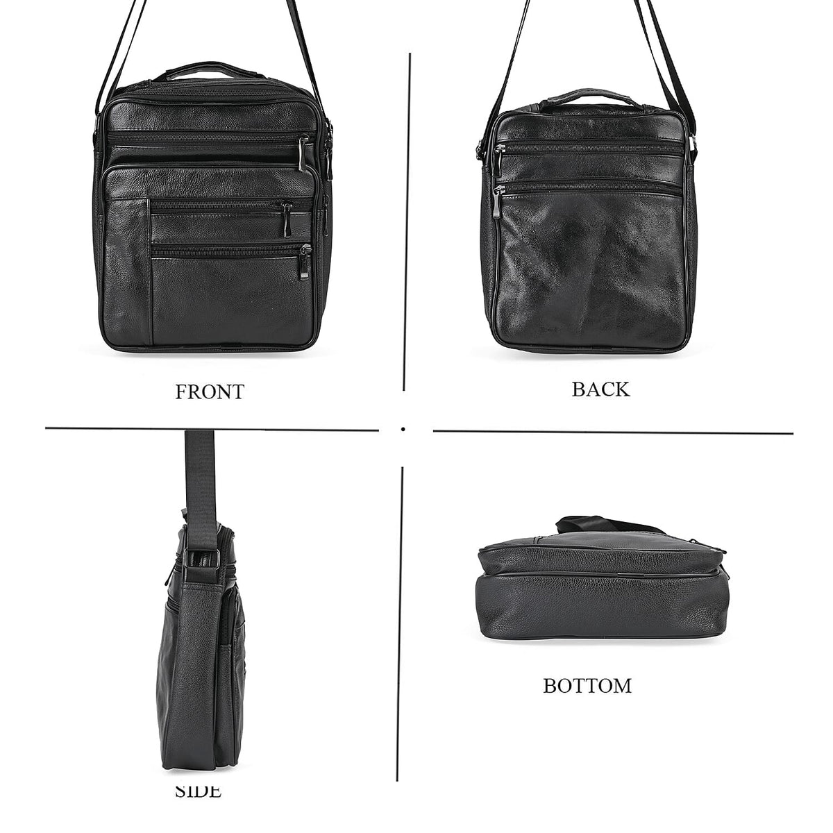 Genuine leather Convertible Flap Crossbody Bag (Size 23x10x28 cm) - Black 7702881 4