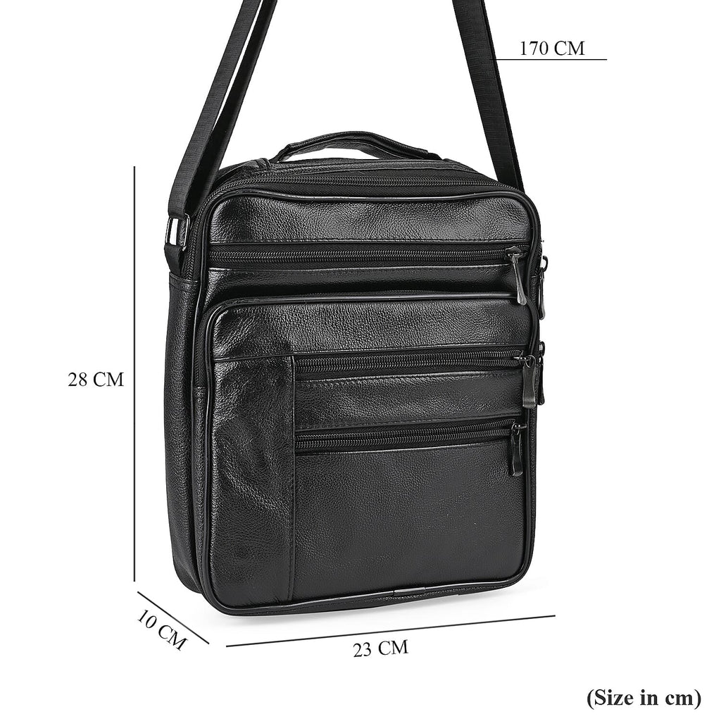 Genuine leather Convertible Flap Crossbody Bag (Size 23x10x28 cm) - Black
