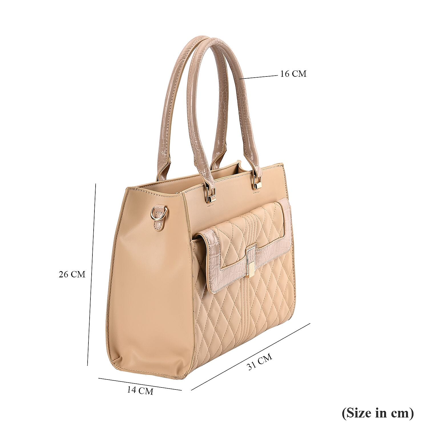 CloseOut- Checker Pattern Crossbody Bag With Font Pocket &amp; Handle Drop - Beige 7567695 7