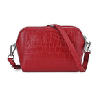 100% Genuine Leather Croco Embossed Crossbody Bag (Size 18x8x14 cm) - Burgundy