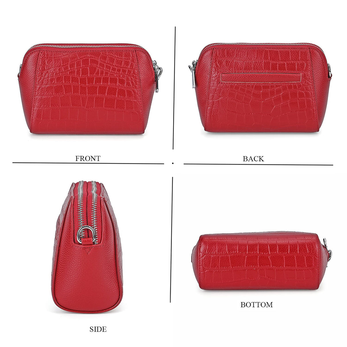 100% Genuine Leather Croco Embossed Crossbody Bag (Size 18x8x14 cm) - Burgundy 7781007 3