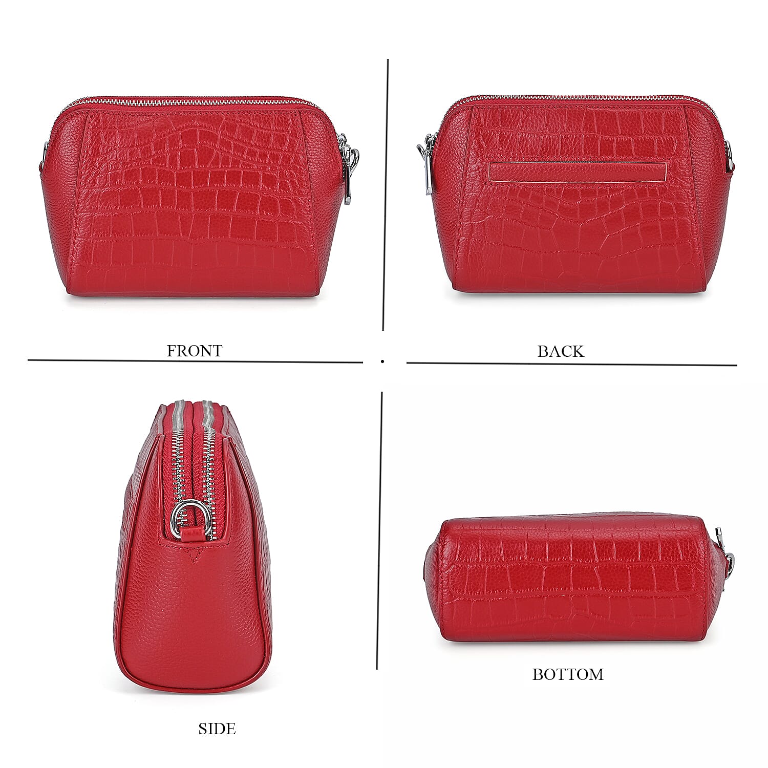 100% Genuine Leather Croco Embossed Crossbody Bag (Size 18x8x14 cm) - Burgundy 7781007 3