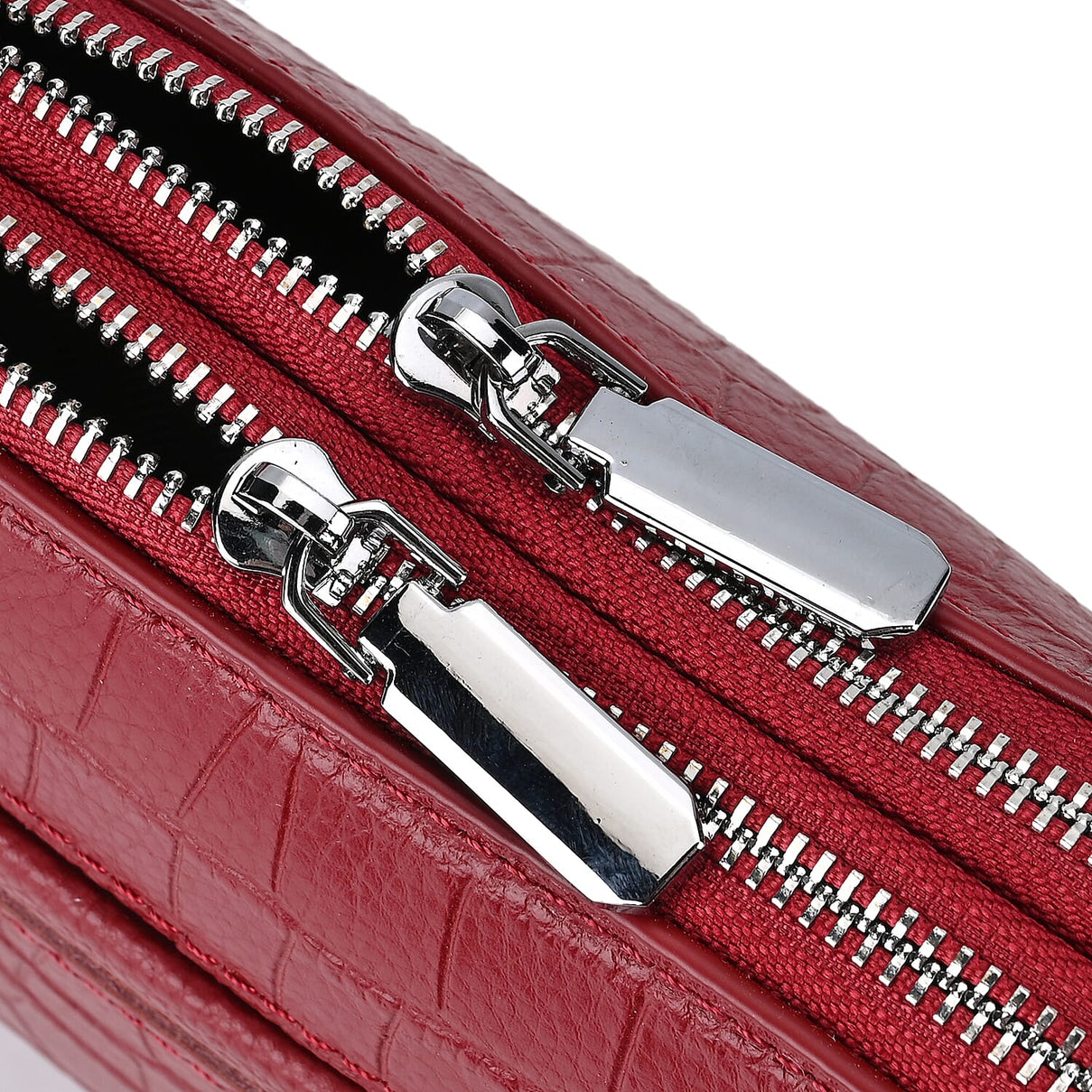 100% Genuine Leather Croco Embossed Crossbody Bag (Size 18x8x14 cm) - Burgundy 7781007 5
