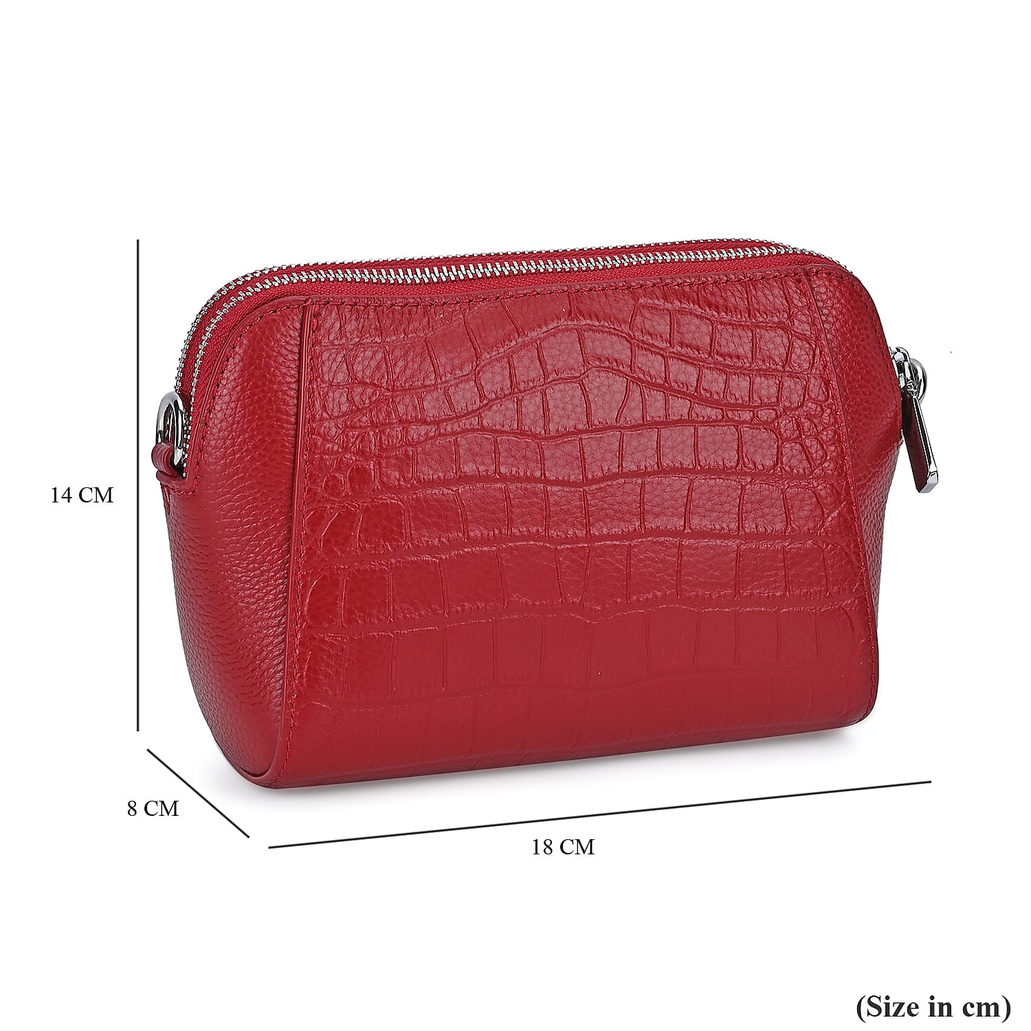 100% Genuine Leather Croco Embossed Crossbody Bag (Size 18x8x14 cm) - Burgundy 7781007 6