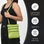 100% Genuine Leather Croco Embossed Crossbody Bag With Shoulder Strap - Green