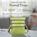 100% Genuine Leather Croco Embossed Crossbody Bag With Shoulder Strap - Green