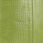 100% Genuine Leather Croco Embossed Crossbody Bag With Shoulder Strap - Green