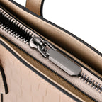 Leather Croco Embossed Tote Bag (Size 38x12x27 cm) - Apricot & Black