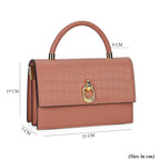 Designer Closeout - Genuine Leather Croc Embossed Crossbody Bag - Salmon