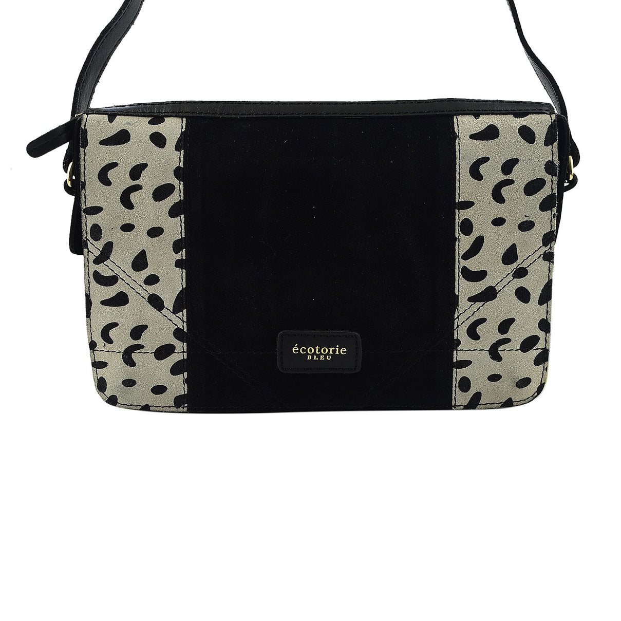 Closeout - Ecotorie Genuine Leather Leopard Printed Crossbody Bag With Shoulder Strap - Black 7626133 2