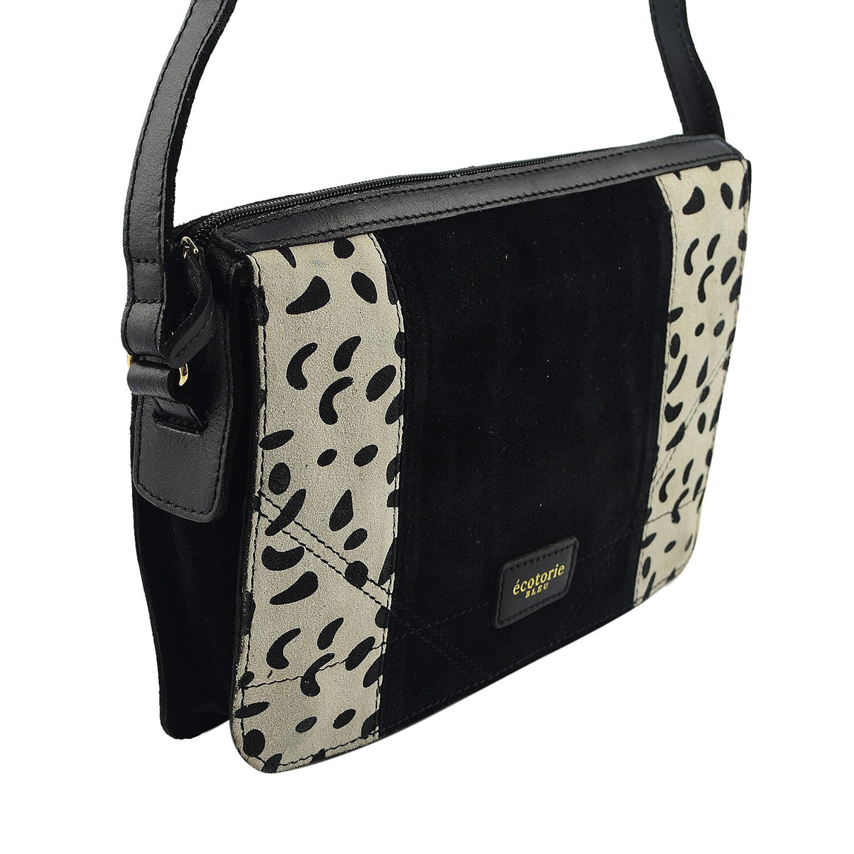 Closeout - Ecotorie Genuine Leather Leopard Printed Crossbody Bag With Shoulder Strap - Black 7626133 3