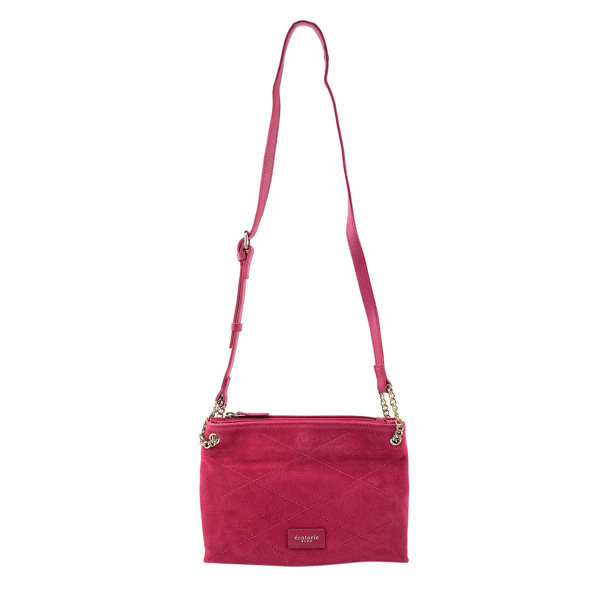 Closeout - Ecotorie Genuine Leather Leopard Printed Crossbody Bag With Chain Shoulder Strap - Fuchsia 7626128 0