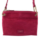 Closeout - Ecotorie Genuine Leather Leopard Printed Crossbody Bag With Chain Shoulder Strap - Fuschia