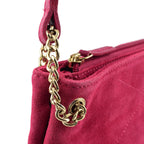 Closeout - Ecotorie Genuine Leather Leopard Printed Crossbody Bag With Chain Shoulder Strap - Fuschia