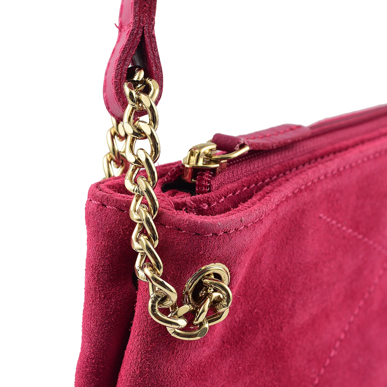 Closeout - Ecotorie Genuine Leather Leopard Printed Crossbody Bag With Chain Shoulder Strap - Fuchsia 7626128 4