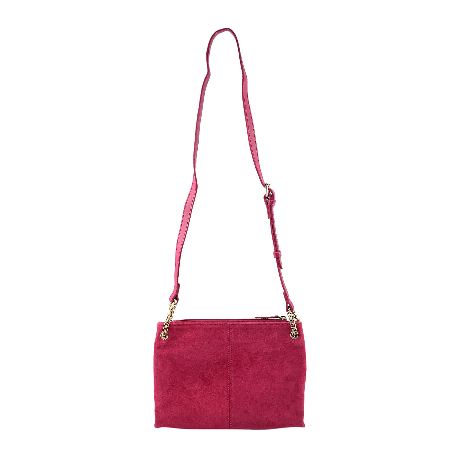 Closeout - Ecotorie Genuine Leather Leopard Printed Crossbody Bag With Chain Shoulder Strap - Fuchsia 7626128 5
