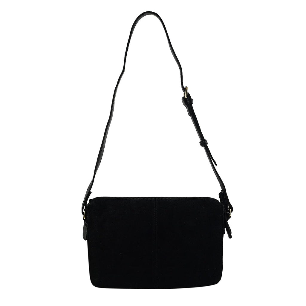 Closeout - Ecotorie Genuine Leather Crossbody Bag - Black