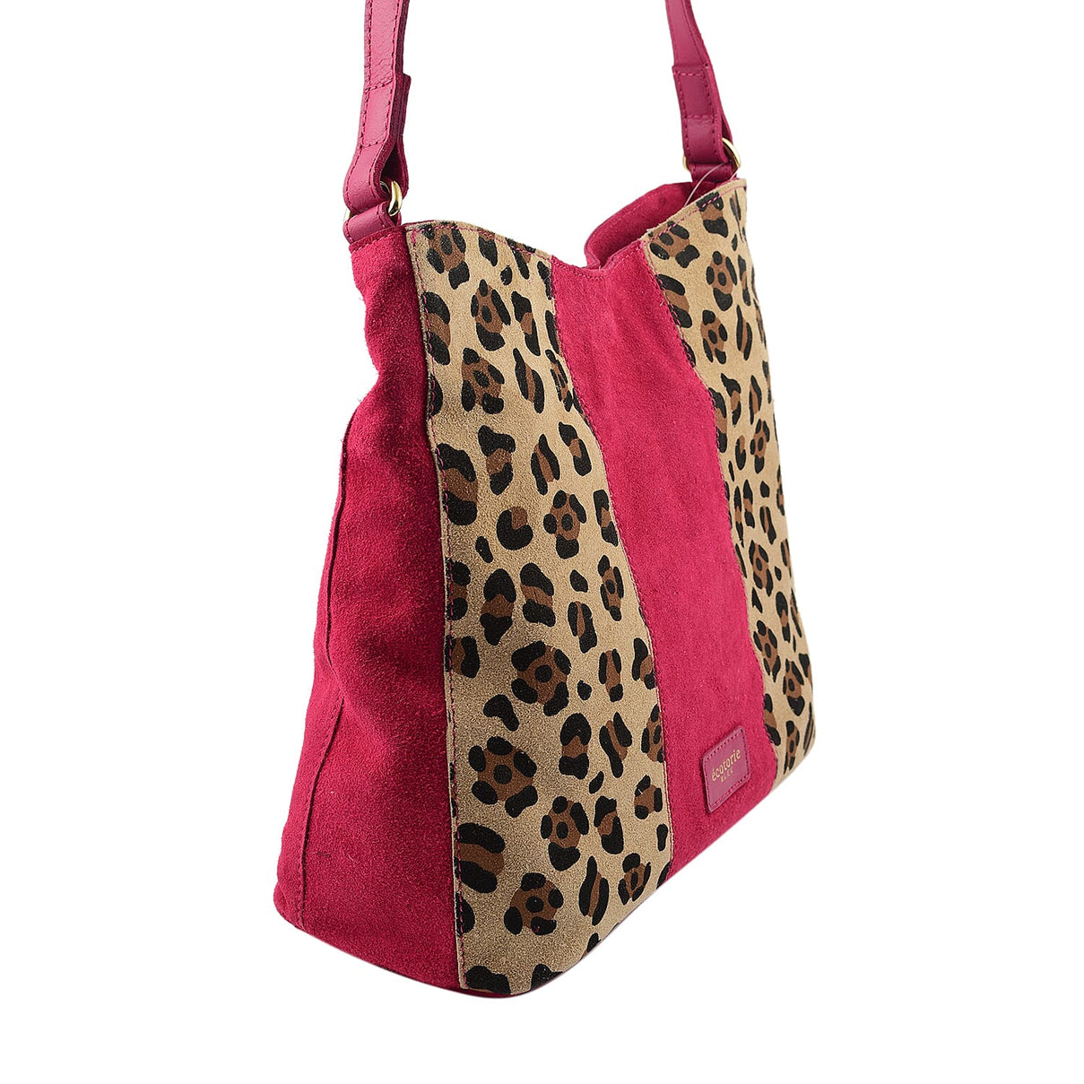 Closeout - Ecotorie Genuine Leather Leopard Printed Crossbody Bag With Shoulder Strap - Fuchsia 7626146 3