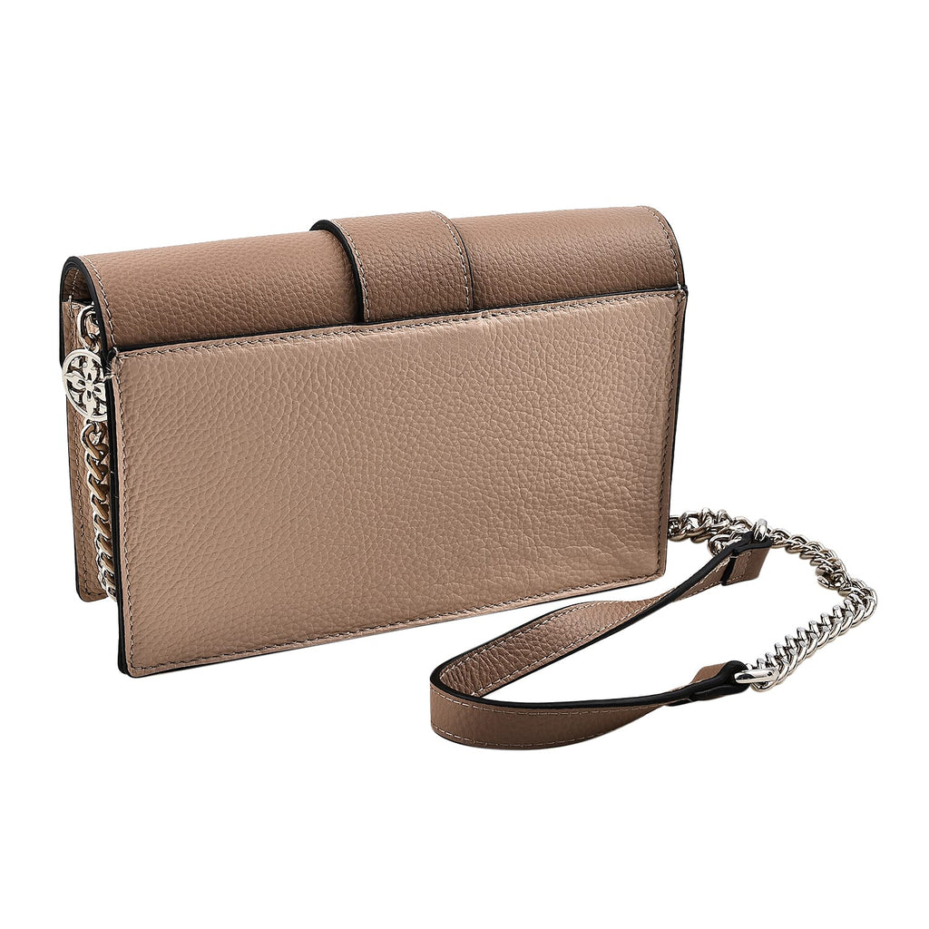 KTD by Kenzo Takada Leather Crossbody Bag with Embossed Monogram - Beige
