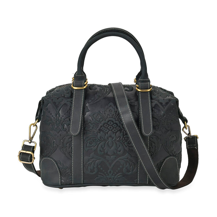 Genuine Leather Convertible Vintage Style Bag with Embossed Damask 7852618 1