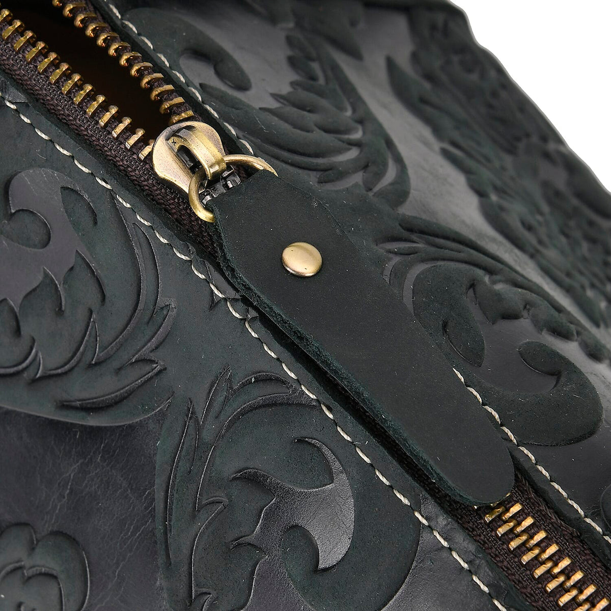 Genuine Leather Convertible Vintage Style Bag with Embossed Damask 7852618 5