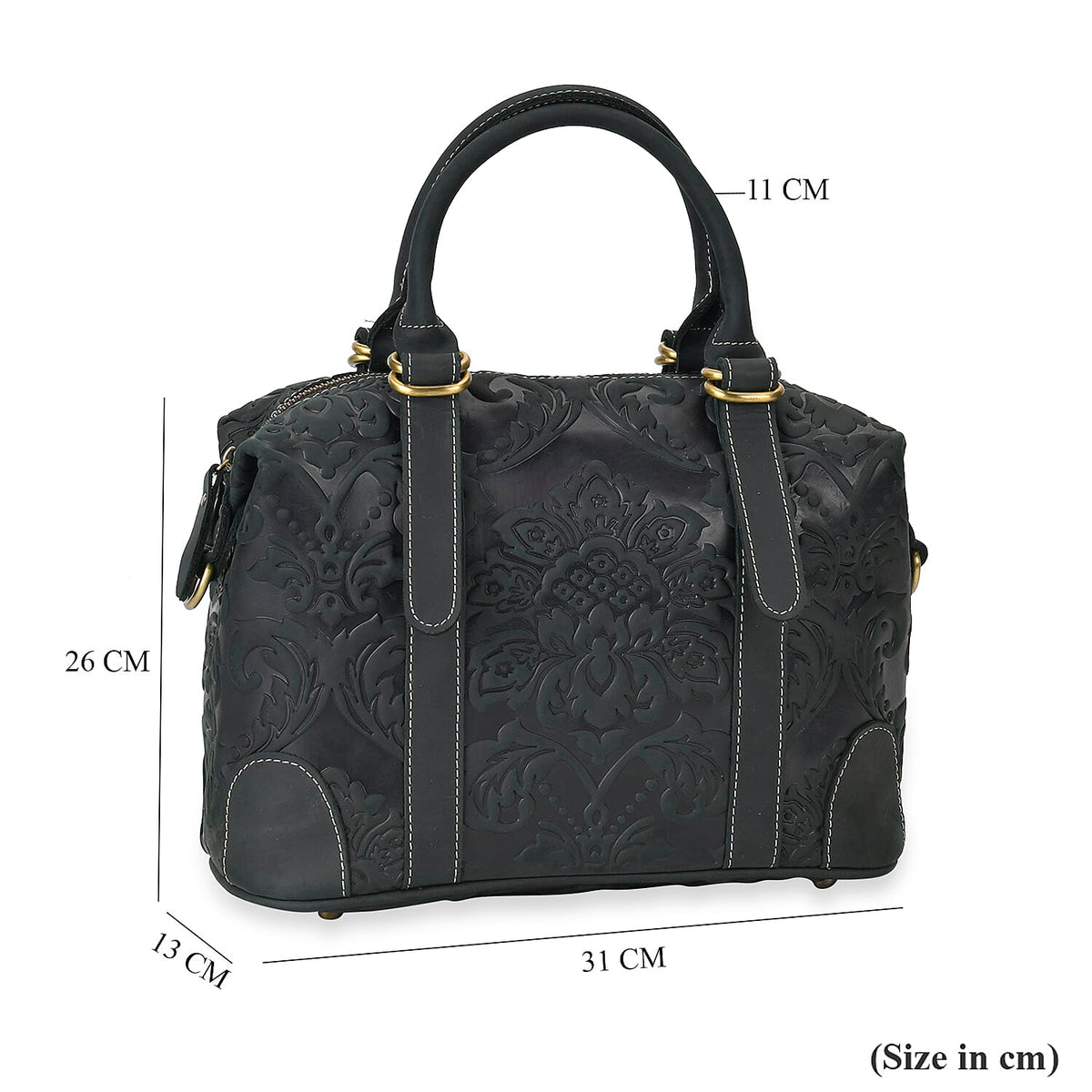 Genuine Leather Convertible Vintage Style Bag with Embossed Damask 7852618 6