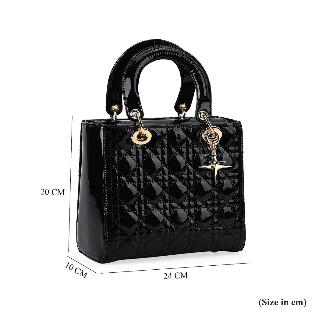 Milan Boutique Closeout - Sumptuous 100% Genuine Leather Quilted Crossbody Bag - Black