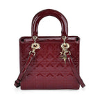100 % Genuine Leather Quilted Lattice Pattern Crossbody Bag - Burgund