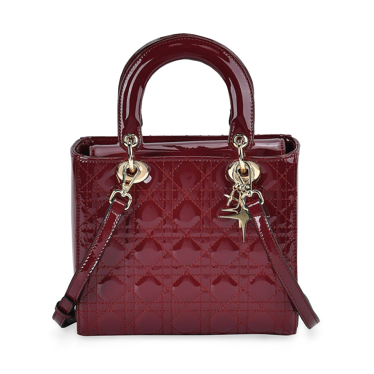 Leather Lattice Crossbody Bag - Burgundy 7676903 0