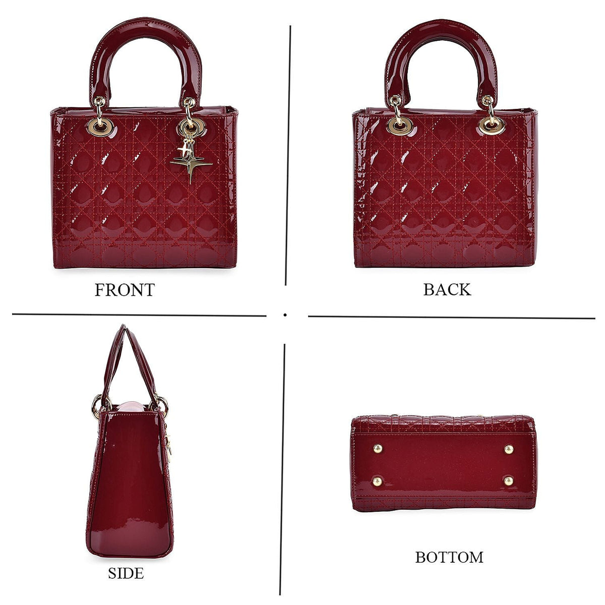 Leather Lattice Crossbody Bag - Burgundy 7676903 4
