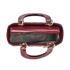 100 % Genuine Leather Quilted Lattice Pattern Crossbody Bag - Burgund