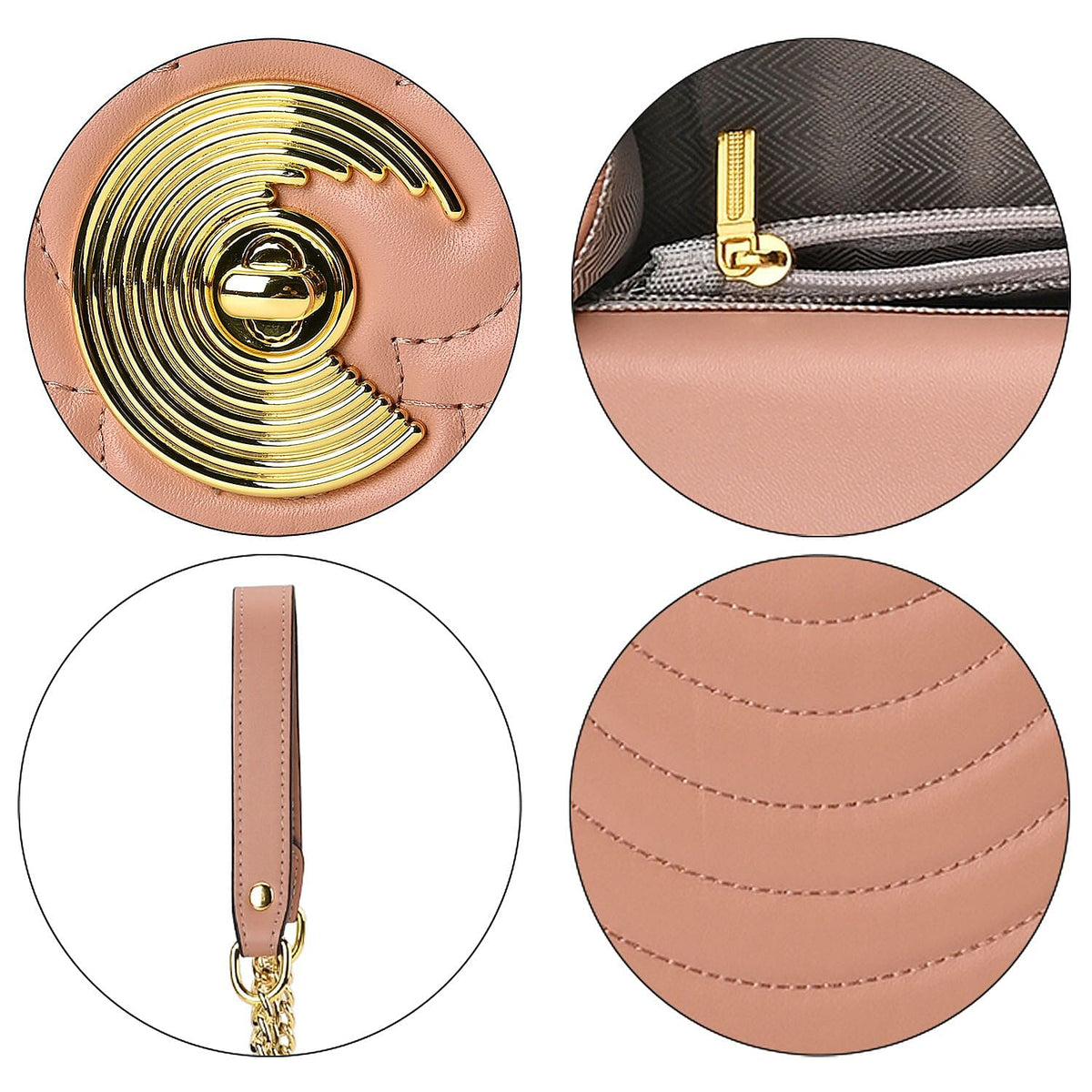 Genuine Leather Clover Pattern Crossbody Bag with Shoulder Strap - Light Pink 7666988 5